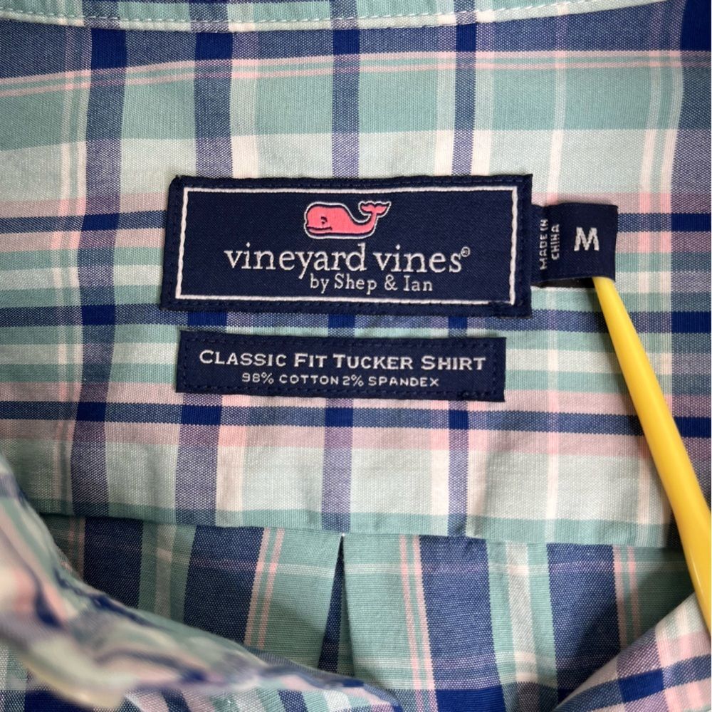 Vineyard Vines Shep and Ian Classic Fit Tucker Shirt Blue Green Plaid Men Medium - Picture 8 of 13